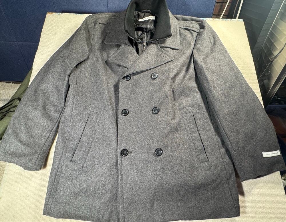 Joseph Abboud Wool Blend Modern Fit Double Peacoat Quilted Lining 3XL Mock Bib
